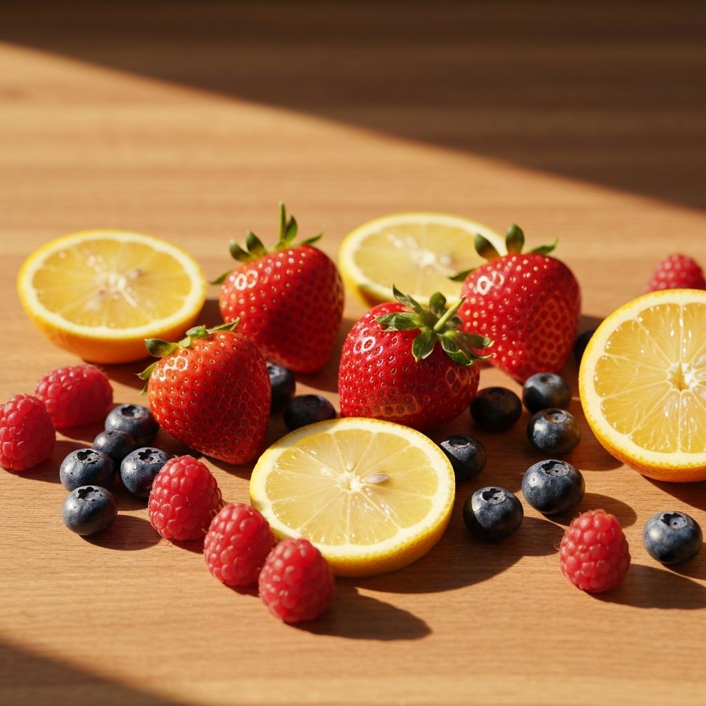 Świeże owoce jagodowe i cytrusowe